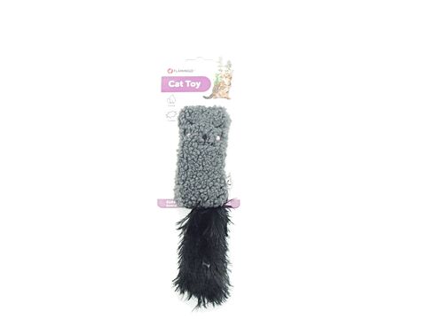 Flamingo hračka pro kočku kočka 5 x 3,5 x 20 cm šustící s catnipem šedá