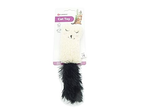 Flamingo hračka pro kočku kočka 5 x 3,5 x 20 cm šustící s catnipem bílá