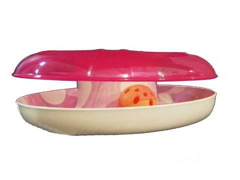 Interaktivní hračka pro kočku 29 x 5 cm ufo s míčky růžová 