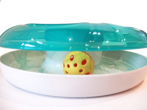 Interaktivní hračka pro kočku 29 x 5 cm ufo s míčky zelená 