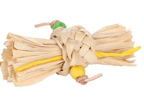 Flamingo hračka pro hlodavce okusovací z kukuřičných listů, papíru dřevo 12 x 4,5 x 4,5 cm