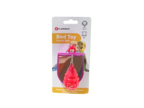 Flamingo hračka boxovací míč se zrcátkem 8 x  6 x 9,5 cm pro malé papoušky fialová