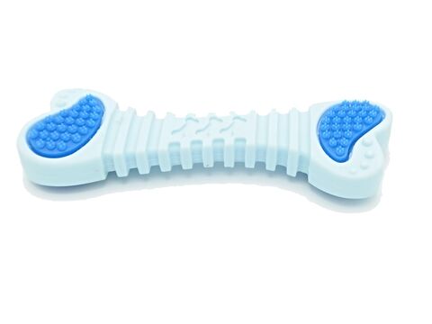 Flamingo hračka pro psa dentální kost 18 cm guma modrá