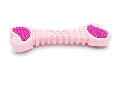 Flamingo hračka pro psa dentální kost 18 cm guma růžová