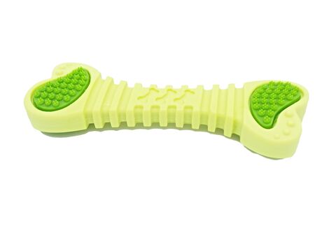 Flamingo hračka pro psa dentální kost 18 cm guma zelená