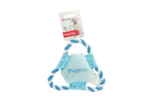 Flamingo hračka pro psa frisbee pískací 15 cm pro štěně bavlna  modrá
