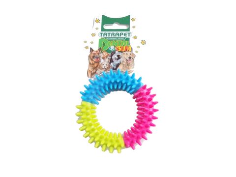 Tatrapet hračka pro psa dentální kroužek s výstupky 10 cm guma barevný