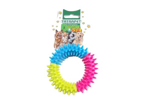 Tatrapet hračka pro psa dentální kroužek s výstupky 10 cm guma barevný