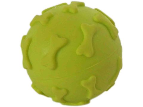Tatrapet hračka pro psa míček s kostí 6 cm tvrdá guma fosforová