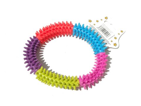 Hračka pro psa dentální kruh 15 cm, tvrdá guma, vícebarevný