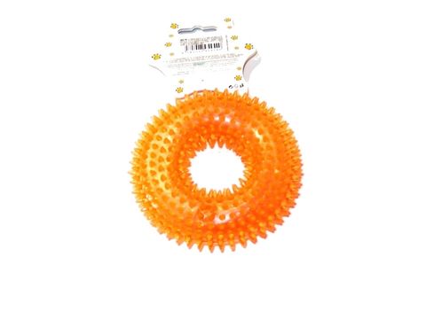 Tatrapet hračka pro psa kruh s ostny pískací guma 12 cm oranžová