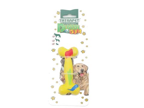 Tatrapet hračka pro psa kost 10 cm tvrdá guma žlutá