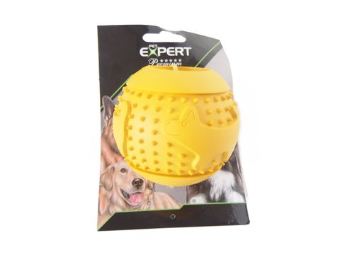 Tatrapet hračka pro psa míček na pamlsky 7,5 cm, tvrdá guma, žlutá