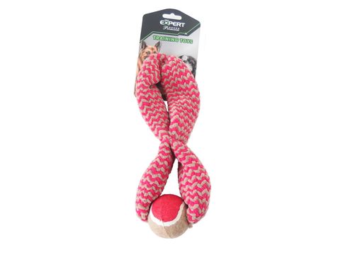 Tatrapet hračka pro psa přetahovadlo osmička s tenisákem, pískací 32 cm červeno-hnědé