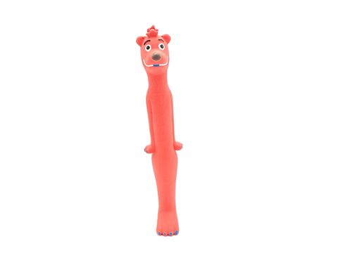 Flamingo hračka pro psa medvěd  pískací 30 cm latex oranžová