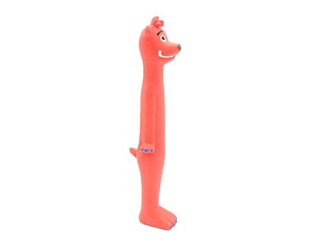 Flamingo hračka pro psa medvěd  pískací 30 cm latex oranžová