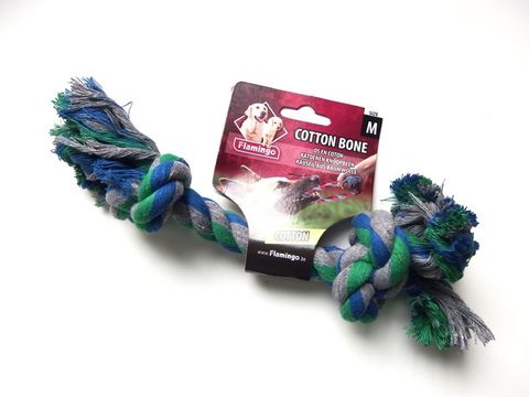 Flamingo hračka pro psa uzel bavlna 30 cm 125 g šedo-zeleno-modrá
