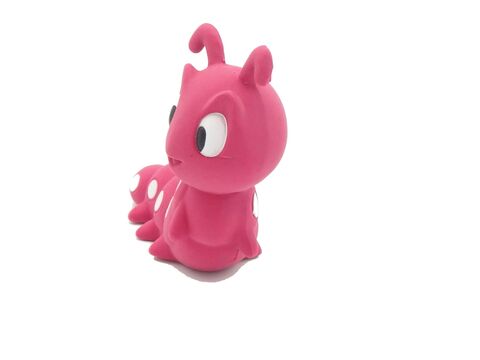 Flamingo hračka pro psa housenka pískací 15 cm latex červená