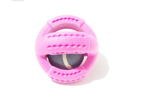 Flamingo hračka pro psa míč s tenisákem 11 cm růžová