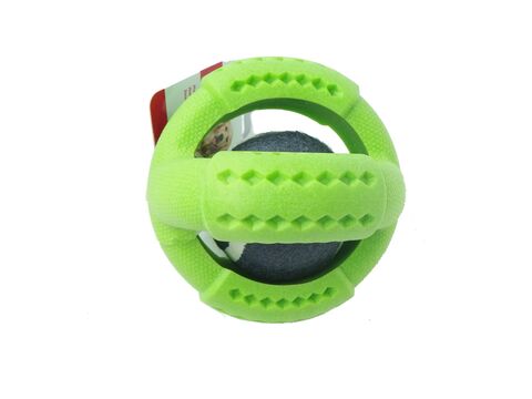 Flamingo hračka pro psa míč s tenisákem 11 cm zelená