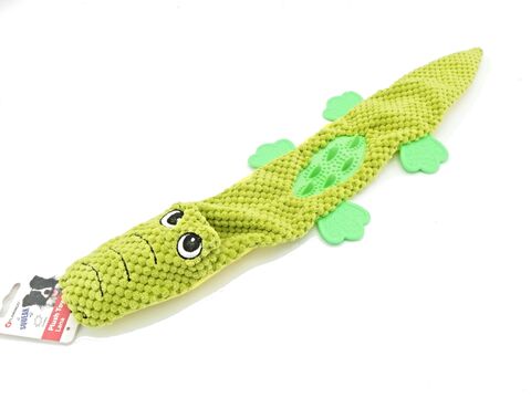 Flamingo hračka pro psa krokodýl 55,5 cm pískací, šustící, látková, plast zelená