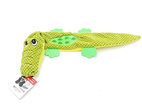 Flamingo hračka pro psa krokodýl 55,5 cm pískací, šustící, látková, plast zelená