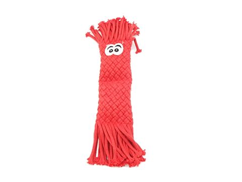 Flamingo hračka pro psa strašidlo 36 cm pískací látkové červená