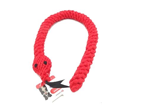 Flamingo hračka pro psa had 95 cm s třásněmi látková červená