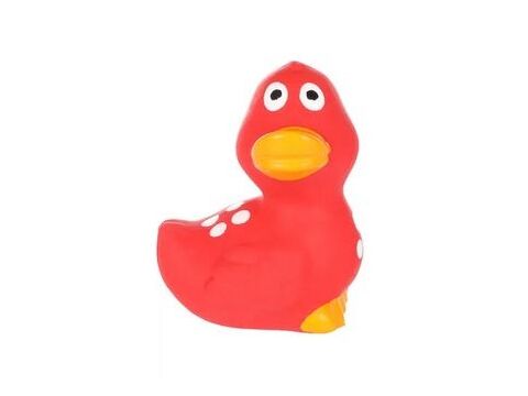 Flamingo hračka pro psa kačenka pískací 7 x 6 x 8,5 cm latex červená