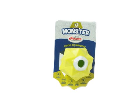 Record hračka pro psa Monster míček na pamlsky 6,3 cm tvrdá guma žlutá 