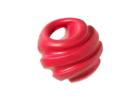 Record hračka pro psa přetahovadlo spirálový míč průměr 12 cm pískací guma červená
