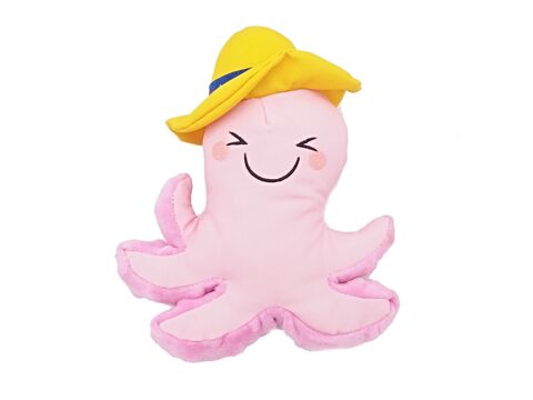 Record hračka pro psa plovací chobotnice 21,6 x 20,3 x 6,3 cm pískací růžová
