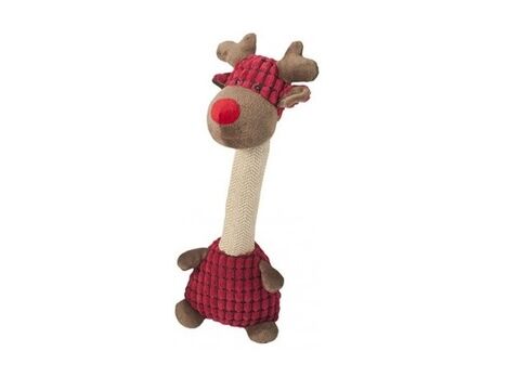 Nayeco hračka pro psa žirafa 35 cm plyšová pískací červená
