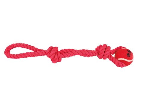 Nayeco hračka pro psa přetahovadlo bavlna s tenisákem 45 cm 320 g červená 