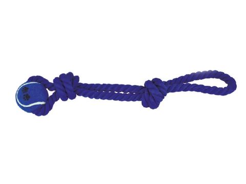 Nayeco hračka pro psa přetahovadlo bavlna s tenisákem 45 cm 320 g modrá 