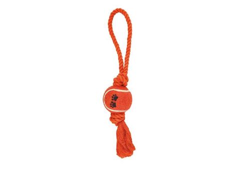 Nayeco hračka pro psa přetahovadlo bavlna s tenisákem 33 cm 120 g oranžová 