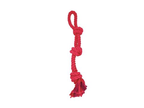 Nayeco hračka pro psa přetahovadlo bavlna s 3 uzly 60 cm 630 g červená