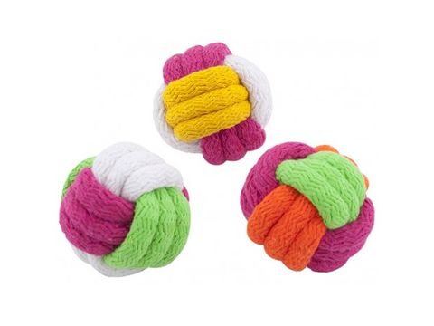 Nayeco hračka pro psa míček splétaný 6 cm bavlna mix barev