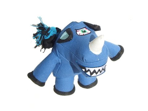 Record hračka pro psa Monster Gang nosorožec 18 x 18 cm látková modrá