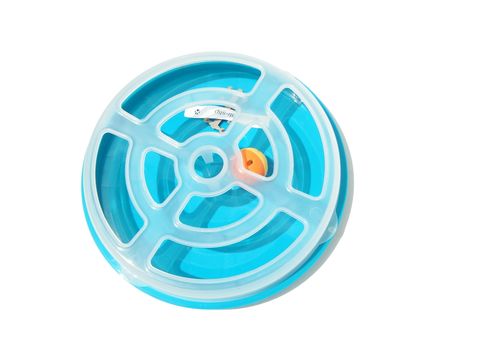 Interaktivní hračka pro kočku 29 x 5 cm ufo s míčkem modrá 