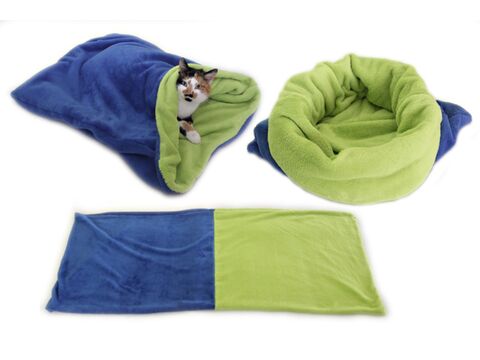 Marysa spací pytel XL 60 x 75 cm 3 v 1 barva k22 tm.modrá / sv. zelená  pro kočky