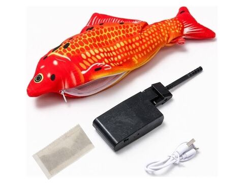 Record hračka pro kočku robotická ryba Carpina 28 x 12 cm, látková, oranžová