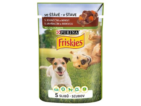 Friskies kapsa pes jehněčí s mrkví ve šťávě 100 g  