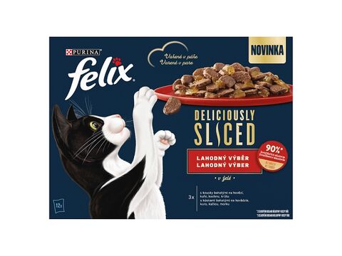 Felix Deliciously sliced Multipack 12 x 80 g hovězí / kuře / kachna / krůta v želé