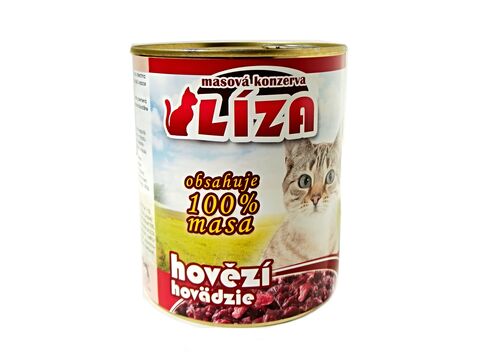 Líza konzerva pro kočku 800 g 100 % jemně mletého hovězího masa  4.118