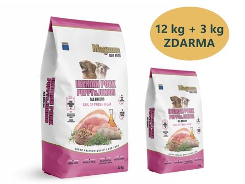 Magnum Iberian Pork Puppy & Junior 12 kg + 3 kg zdarma 1.134A