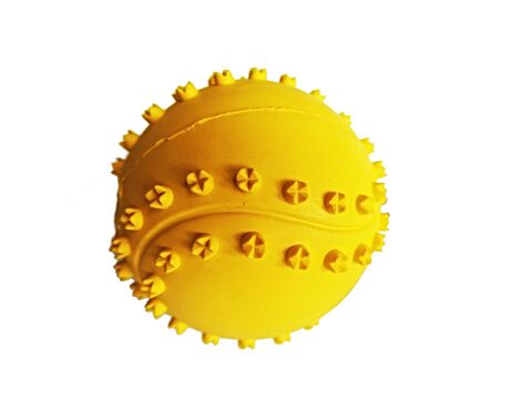 Tatrapet hračka pro psa míček s výstupky 6 cm tvrdá guma žlutá