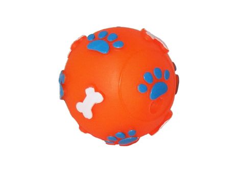 Tatrapet hračka pro psa míček s tlapkou pískací průměr 5,5 cm vinyl oranžová