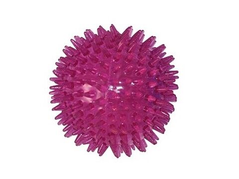 Nayeco hračka pro psa míček pískací s ostny průměr 8 cm tvrdá guma růžová