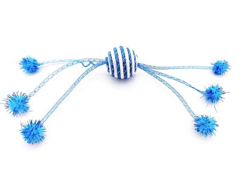Nayeco hračka pro kočku střapatý míček průměr 3,5 cm,modrý